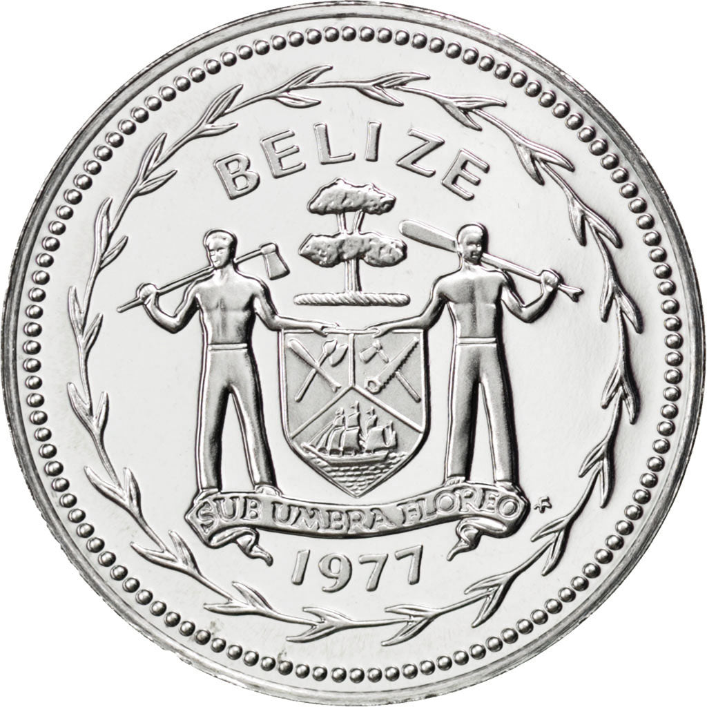 BELIZE, 5 Cents, 1977, Franklin Mint, KM #47b, MS(65-70), Aluminum, 1.08