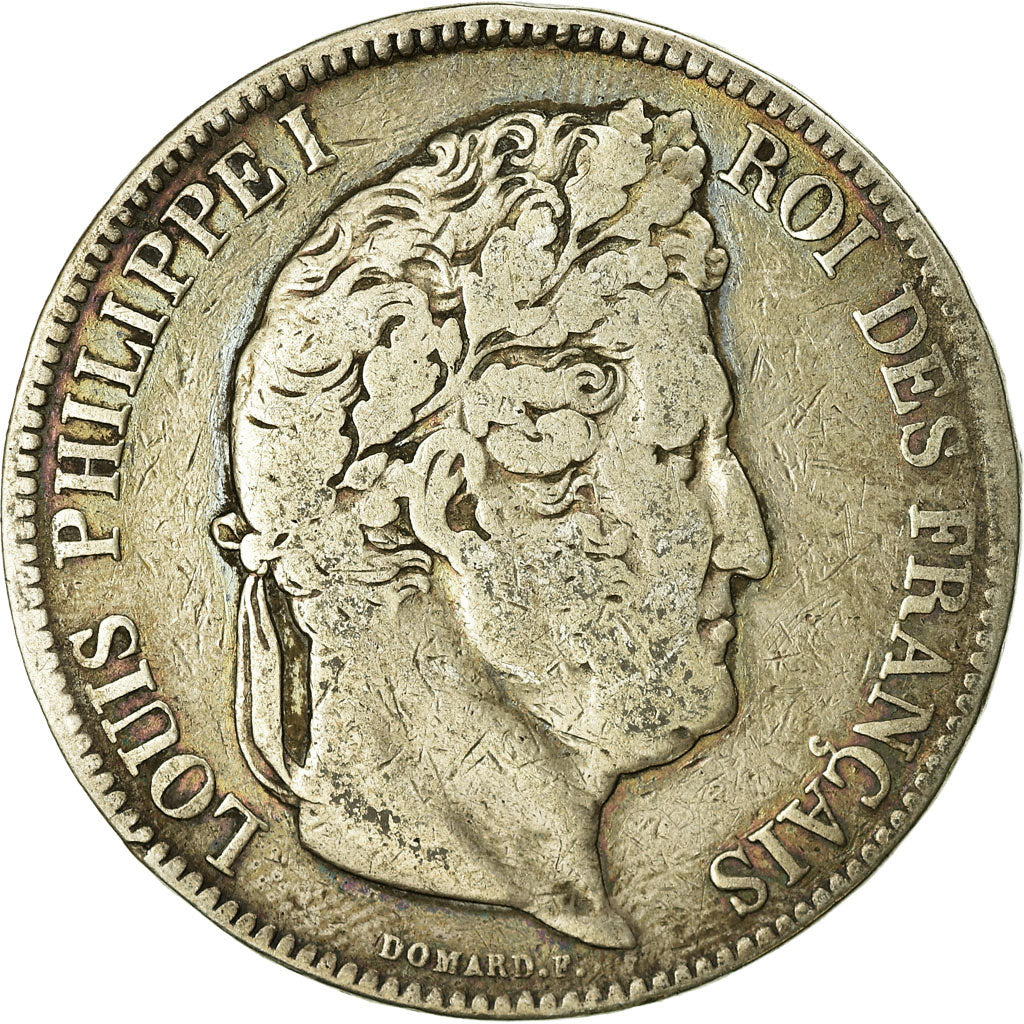 Moneta, Francia, Louis-Philippe, 5 Francs, 1833, Strasbourg, MB, Argento