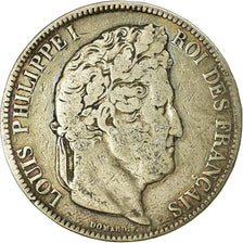 Moneta, Francia, Louis-Philippe, 5 Francs, 1833, Strasbourg, MB, Argento