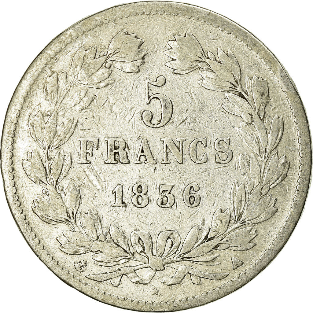 Monnaie, France, Louis-Philippe, 5 Francs, 1836, Paris, TB, Argent, Gadoury:678