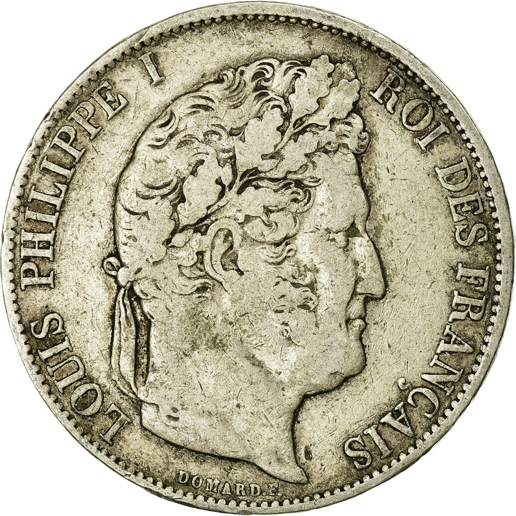 Coin, France, Louis-Philippe, 5 Francs, 1844, Strasbourg, VF(20-25), Silver