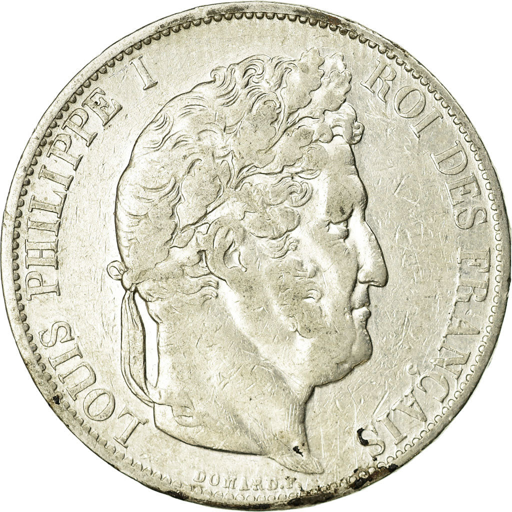 Coin, France, Louis-Philippe, 5 Francs, 1844, Strasbourg, VF(30-35), Silver