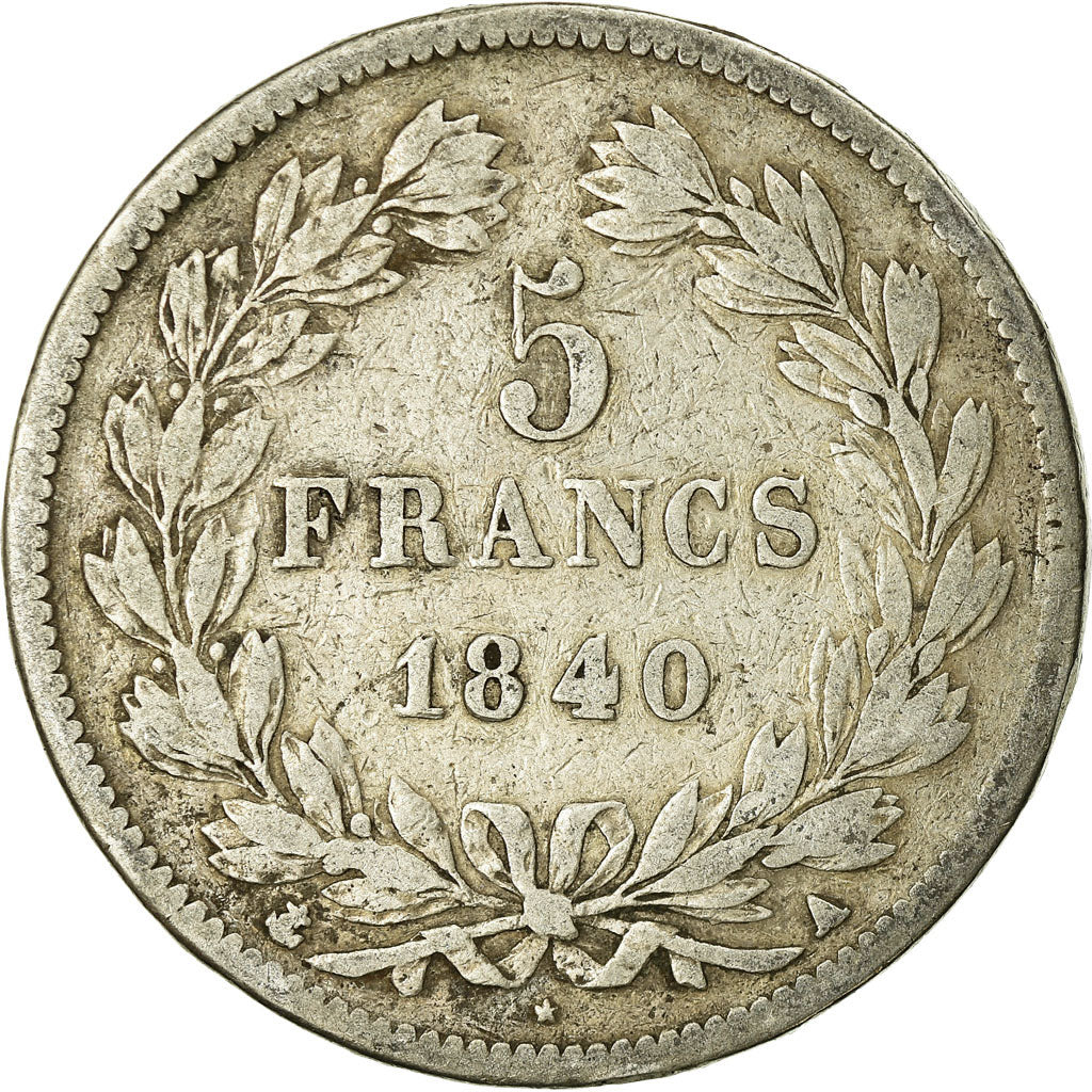 Münze, Frankreich, Louis-Philippe, 5 Francs, 1840, Paris, S, Silber, KM:749.1