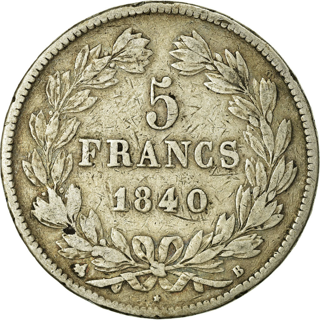 Coin, France, Louis-Philippe, 5 Francs, 1840, Rouen, VF(20-25), Silver