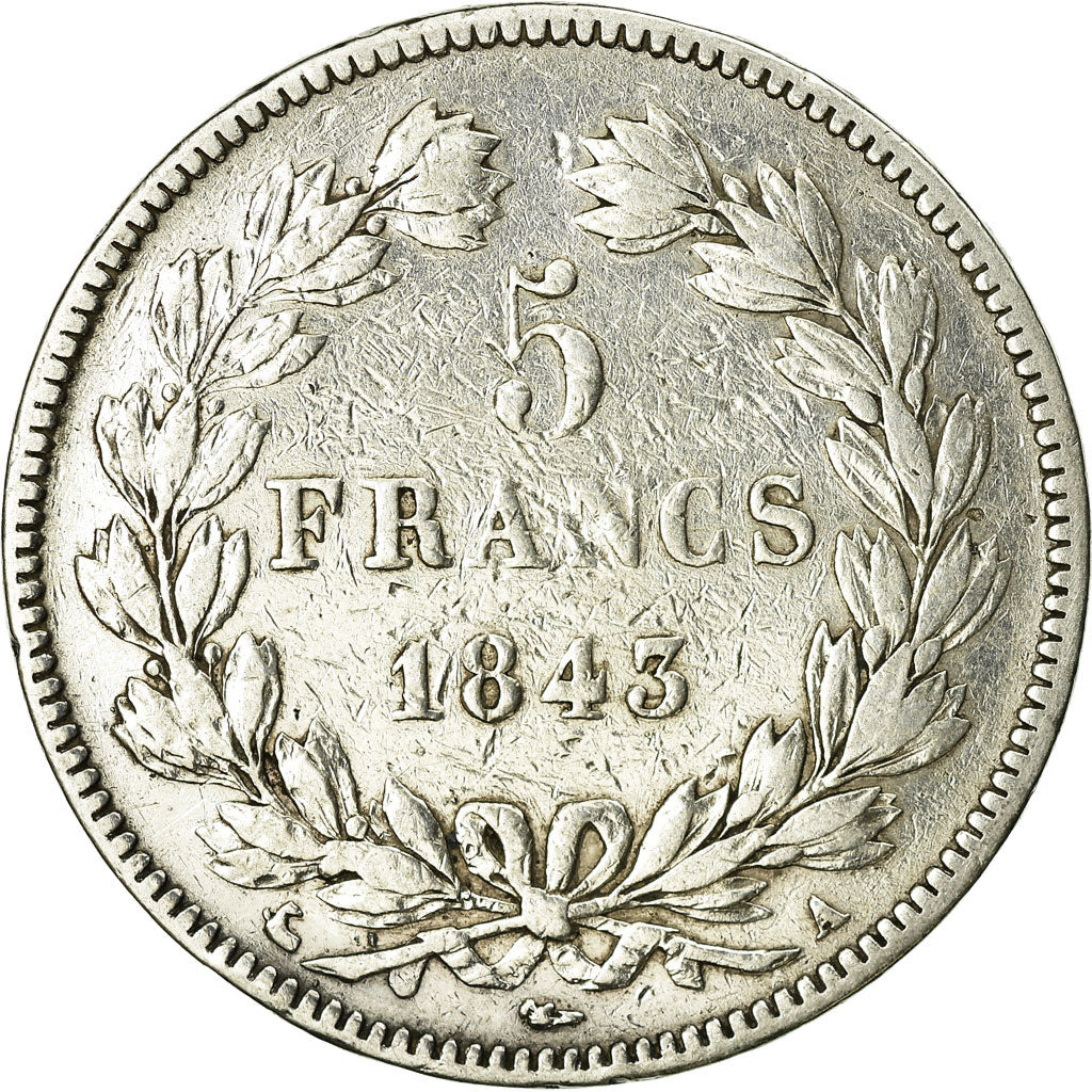 Monnaie, France, Louis-Philippe, 5 Francs, 1843, Paris, TB, Argent, Gadoury:678