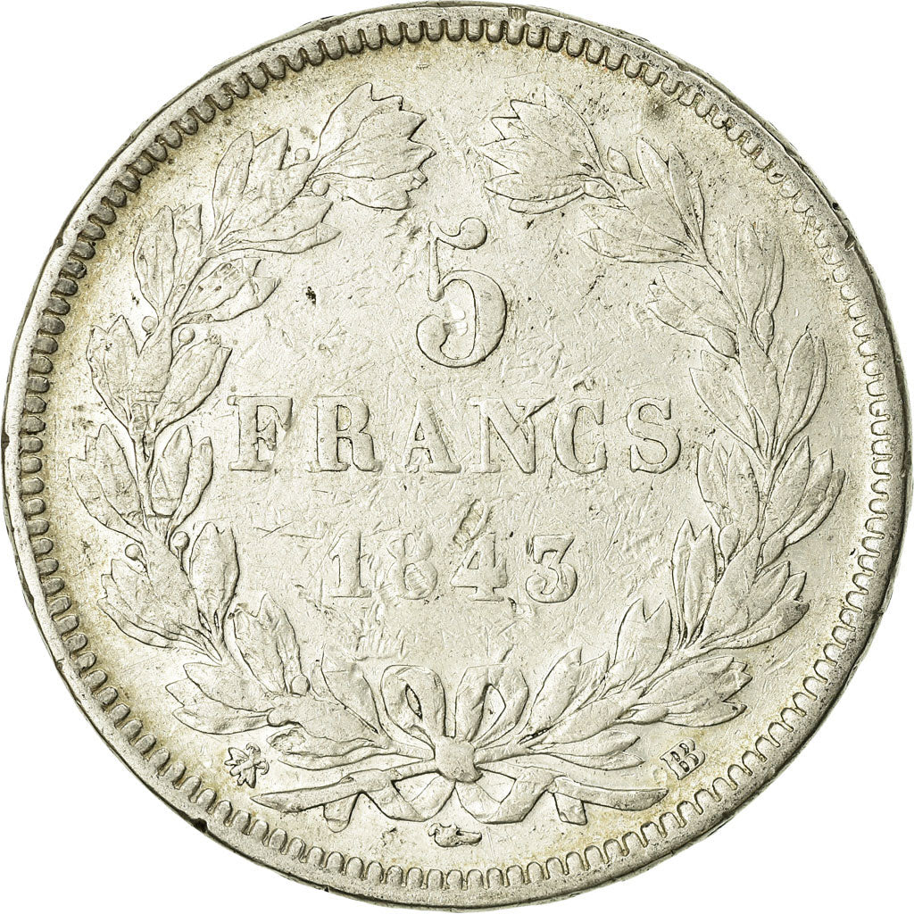 Monnaie, France, Louis-Philippe, 5 Francs, 1843, Strasbourg, TB, Argent