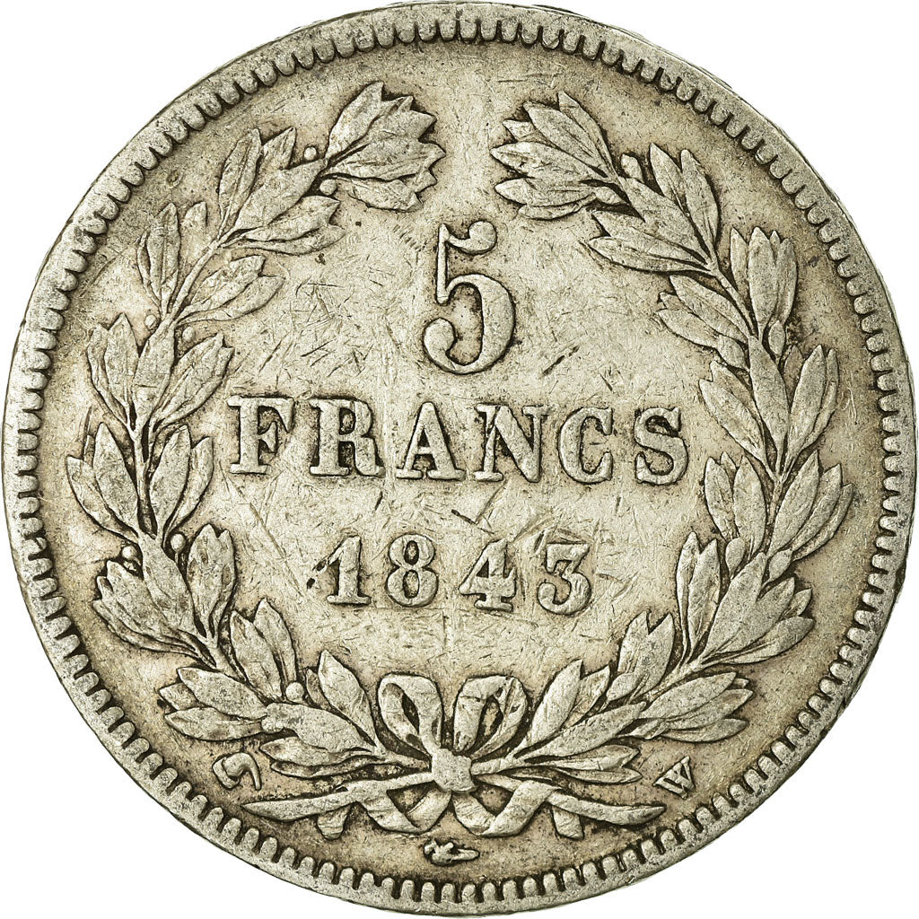 Coin, France, Louis-Philippe, 5 Francs, 1843, Lille, VF(20-25), Silver