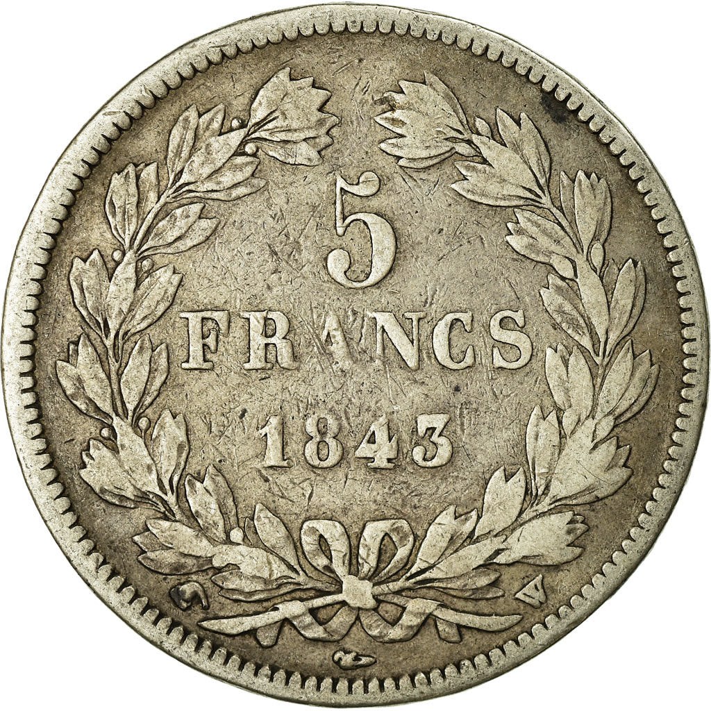 Coin, France, Louis-Philippe, 5 Francs, 1843, Lille, VF(20-25), Silver