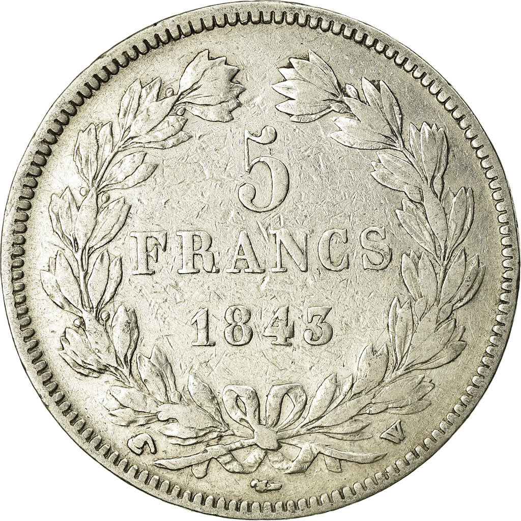 Coin, France, Louis-Philippe, 5 Francs, 1843, Lille, VF(20-25), Silver