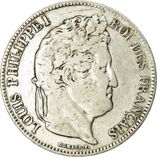 Coin, France, Louis-Philippe, 5 Francs, 1834, Lyon, VF(20-25), Silver, KM:749.4