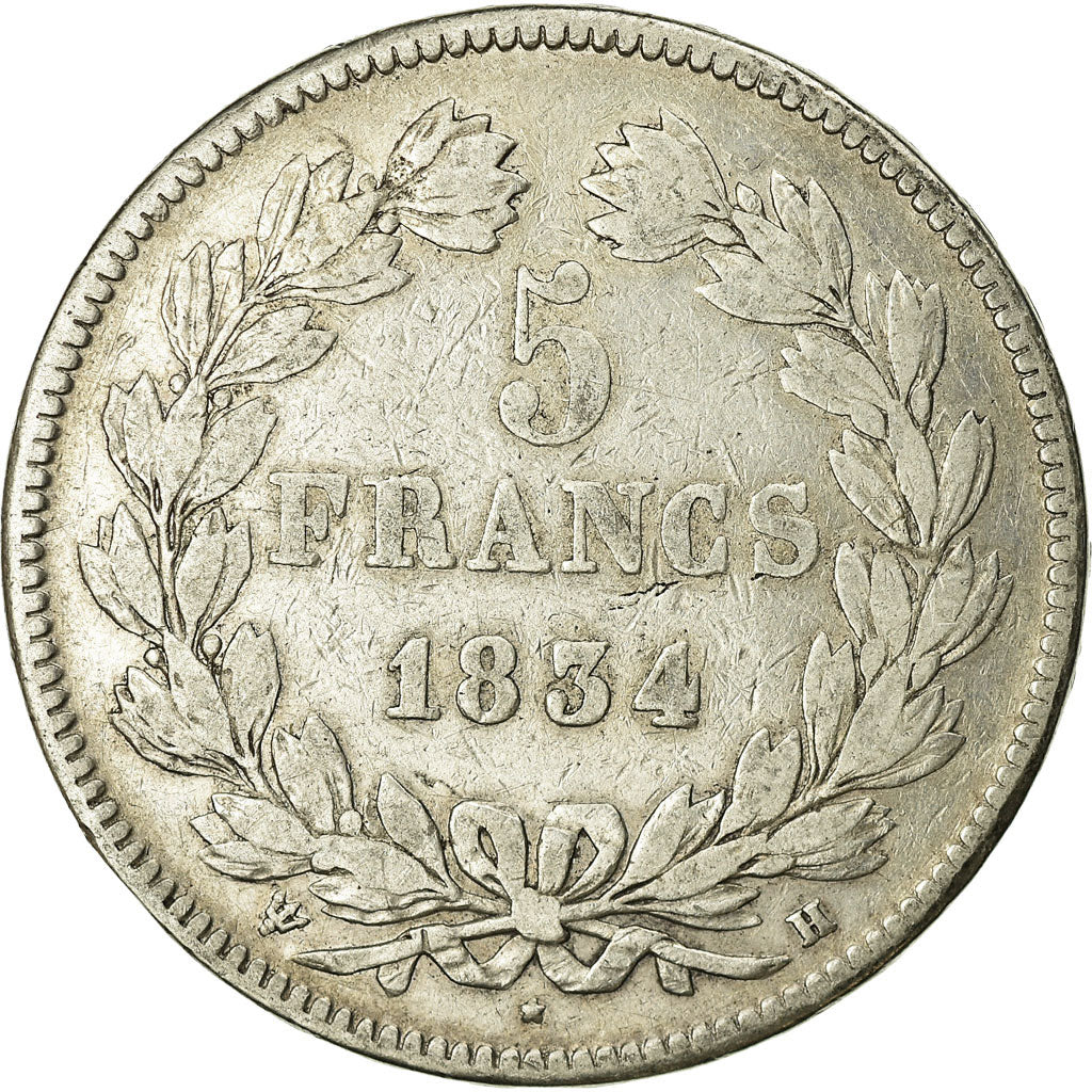 Coin, France, Louis-Philippe, 5 Francs, 1834, La Rochelle, VF(20-25), Silver