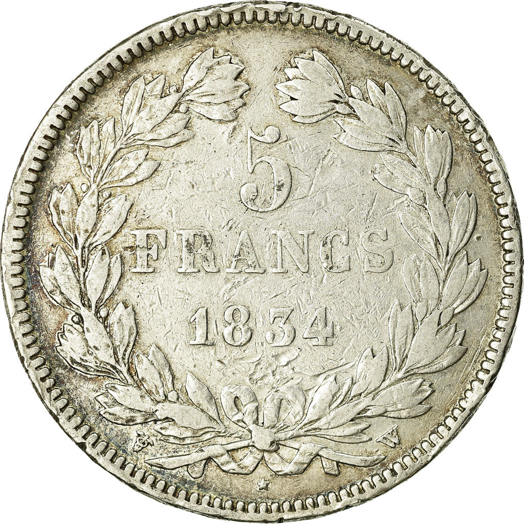 Moneta, Francia, Louis-Philippe, 5 Francs, 1834, Lille, MB, Argento, KM:749.13