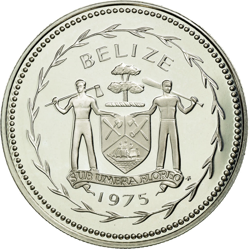 Coin, Belize, 25 Cents, 1975, MS(65-70), Silver, KM:49a