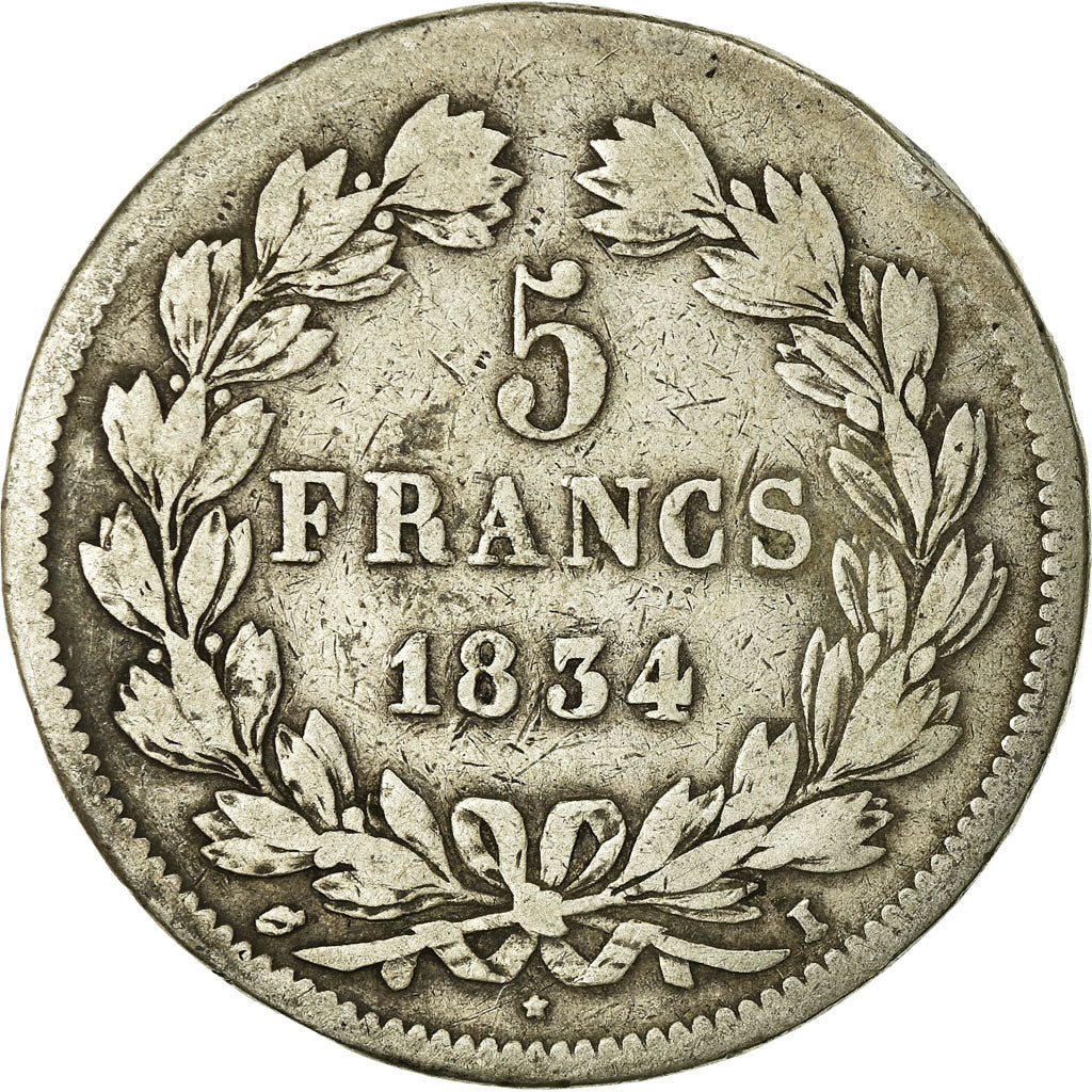 Coin, France, Louis-Philippe, 5 Francs, 1834, Limoges, VF(20-25), Silver