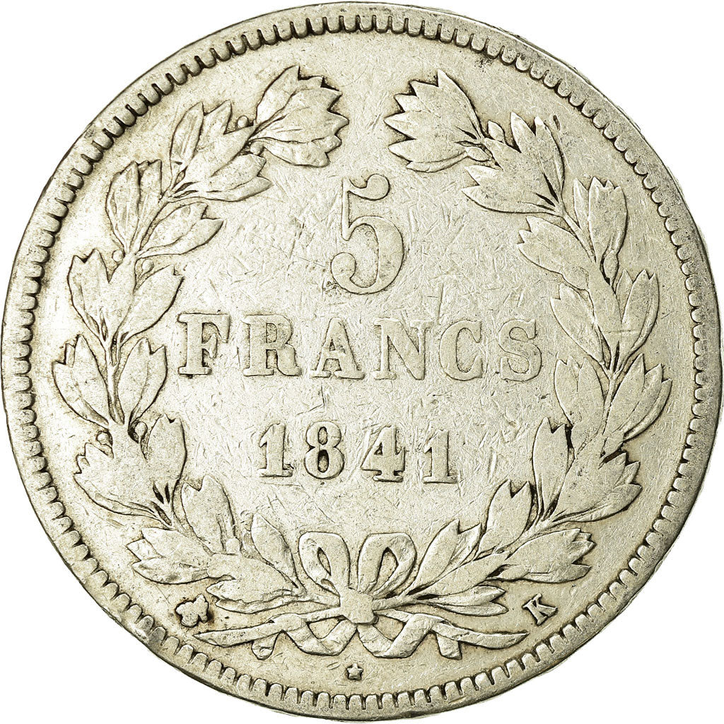 Coin, France, Louis-Philippe, 5 Francs, 1841, Bordeaux, VF(20-25), Silver