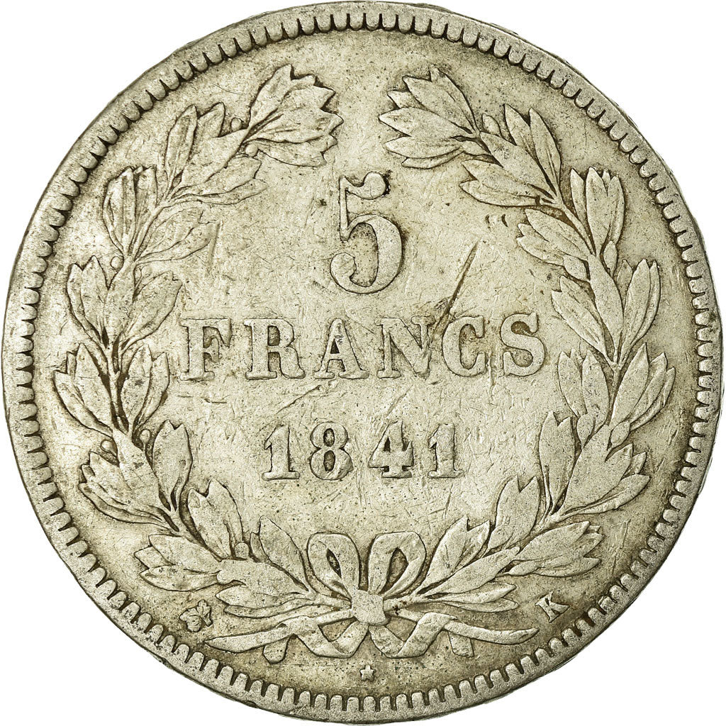 Coin, France, Louis-Philippe, 5 Francs, 1841, Bordeaux, VF(20-25), Silver