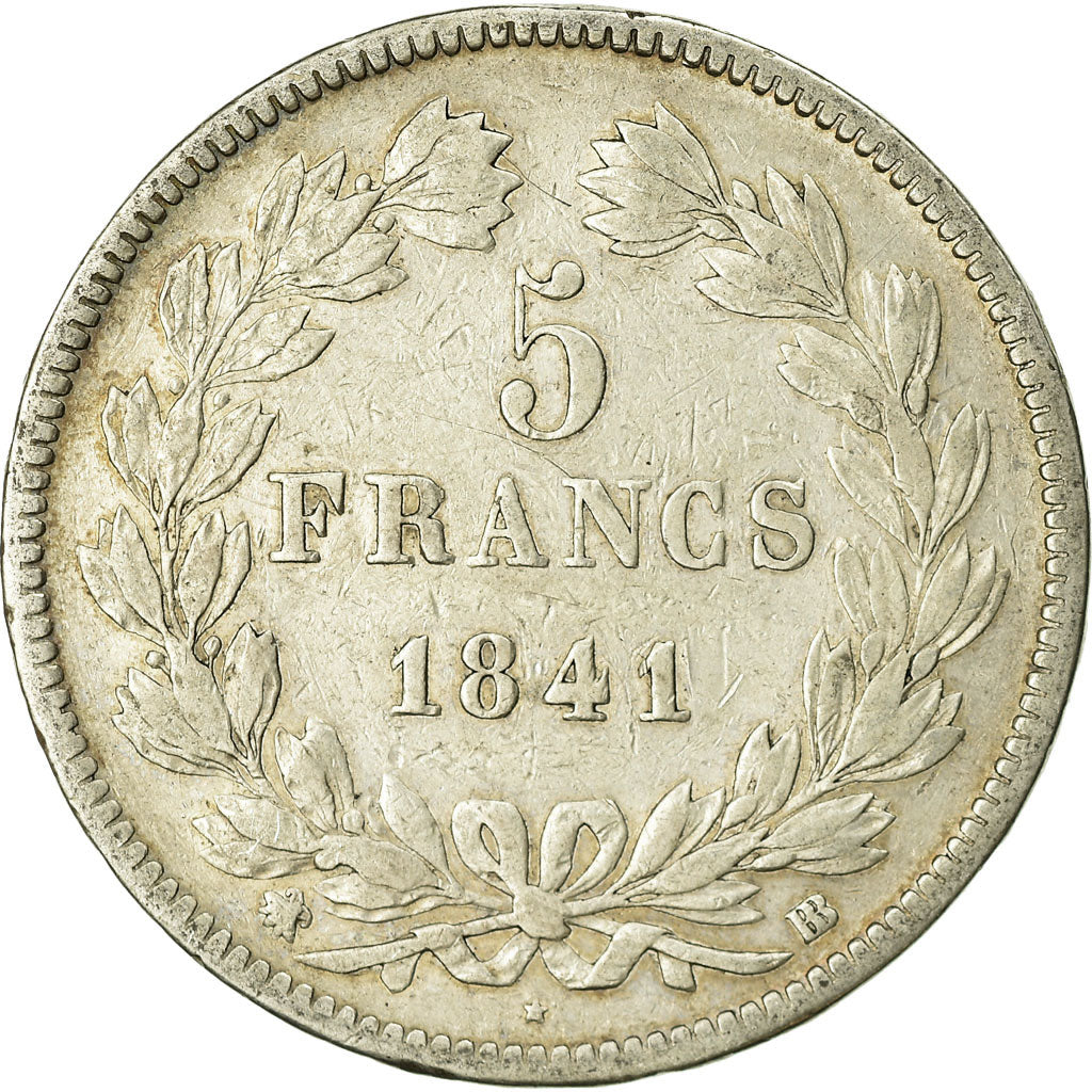 Coin, France, Louis-Philippe, 5 Francs, 1841, Strasbourg, VF(20-25), Silver