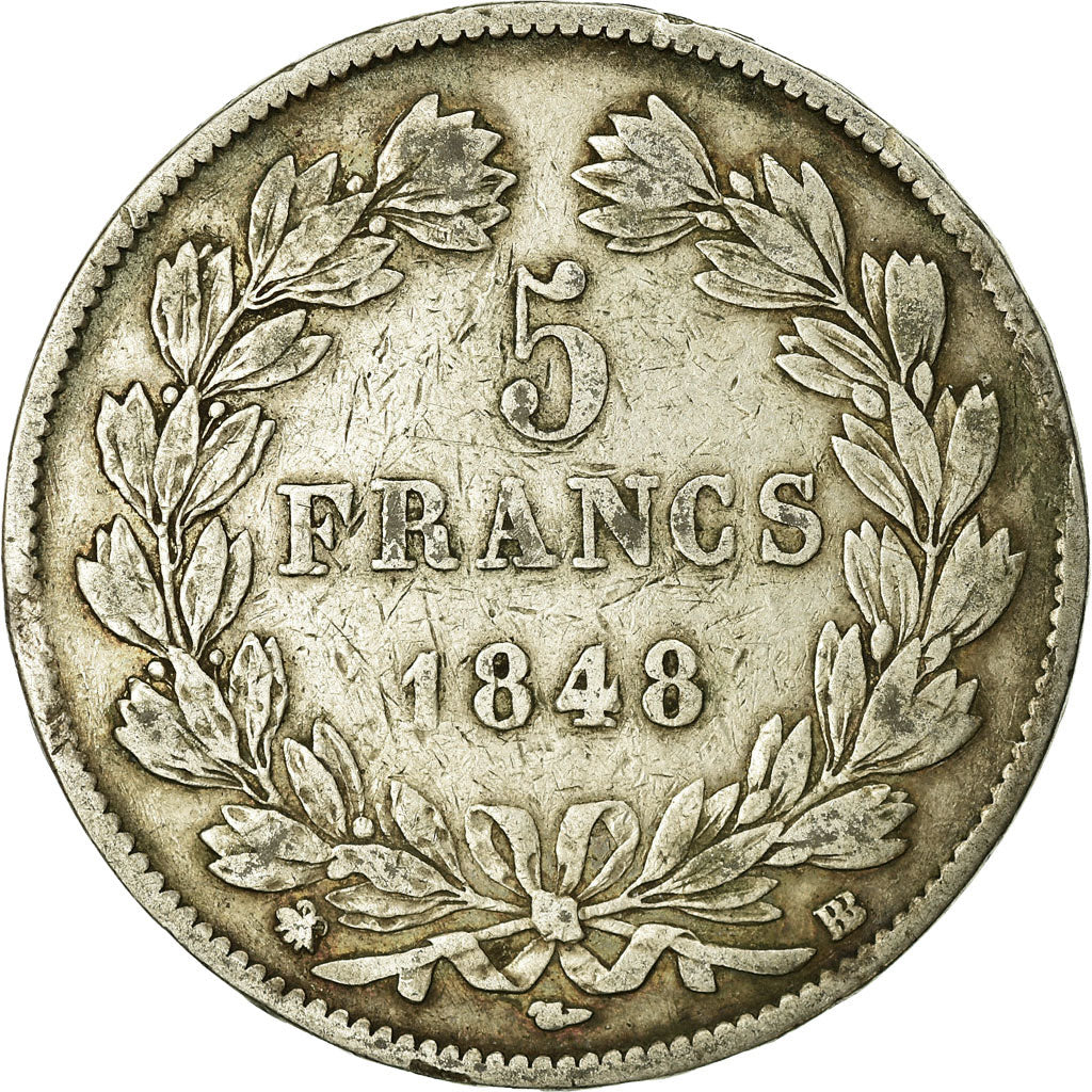 Monnaie, France, Louis-Philippe, 5 Francs, 1848, Strasbourg, TB+, Argent