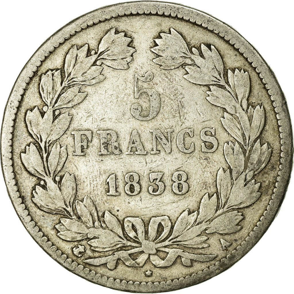 Monnaie, France, Louis-Philippe, 5 Francs, 1838, Paris, TB, Argent, Gadoury:678