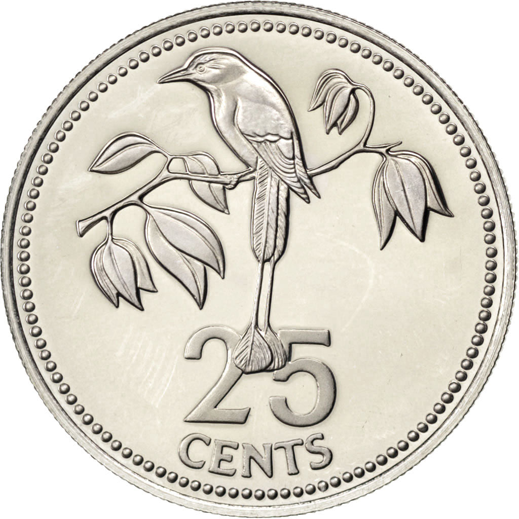 Coin, Belize, 25 Cents, 1977, MS(65-70), Copper-nickel, KM:49