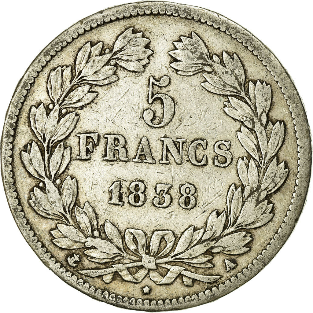 Coin, France, Louis-Philippe, 5 Francs, 1838, Paris, VF(20-25), Silver