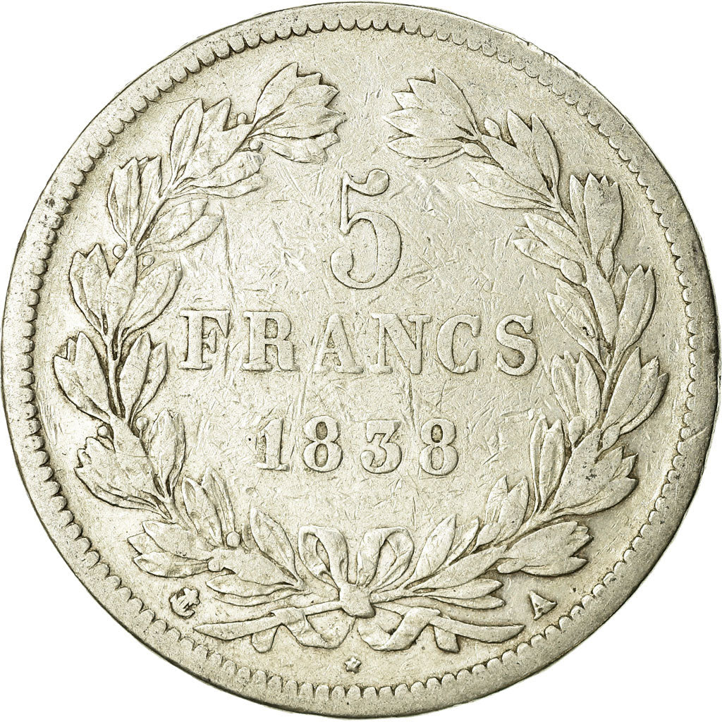 Coin, France, Louis-Philippe, 5 Francs, 1838, Paris, VF(20-25), Silver