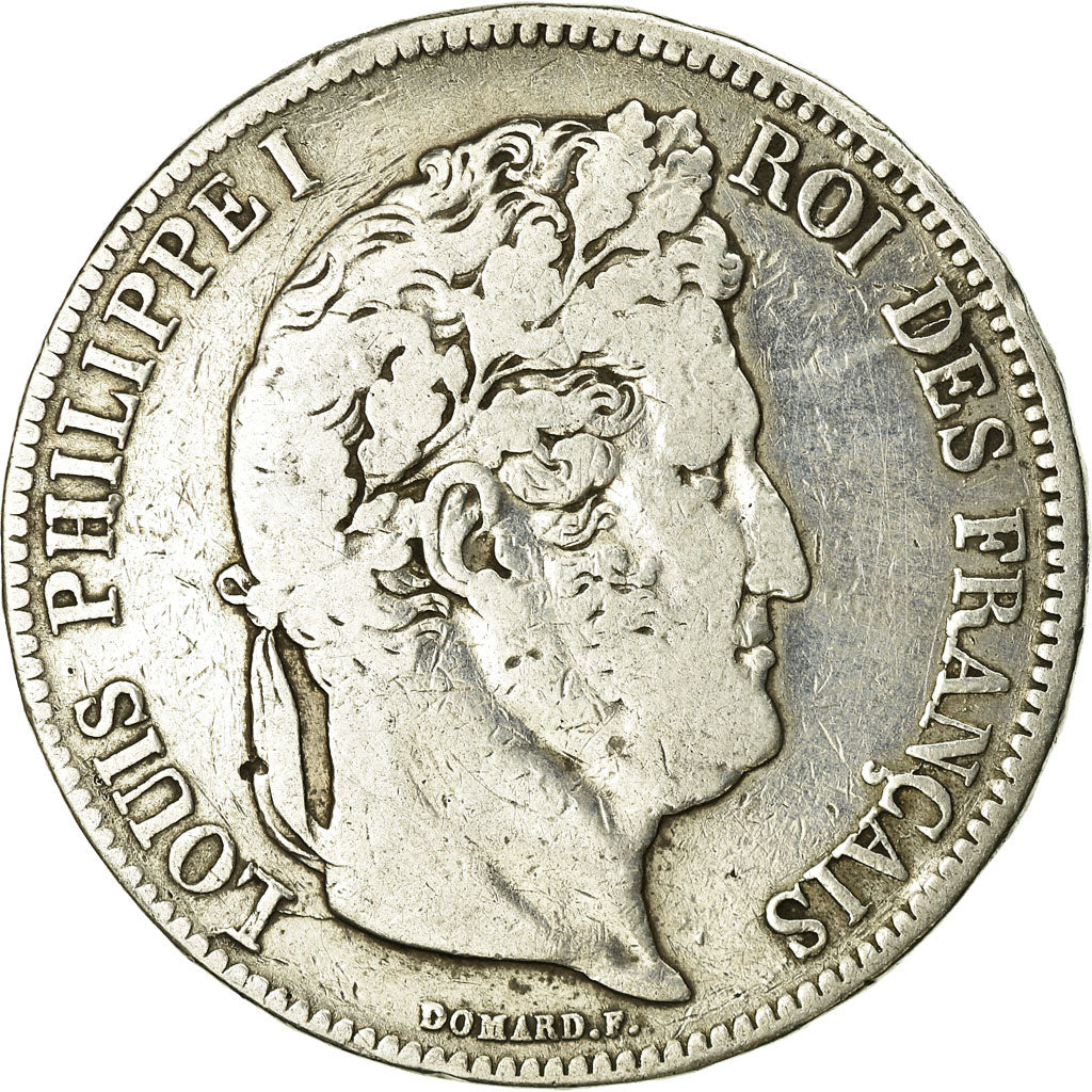 Moneta, Francia, Louis-Philippe, 5 Francs, 1838, Marseille, MB, Argento