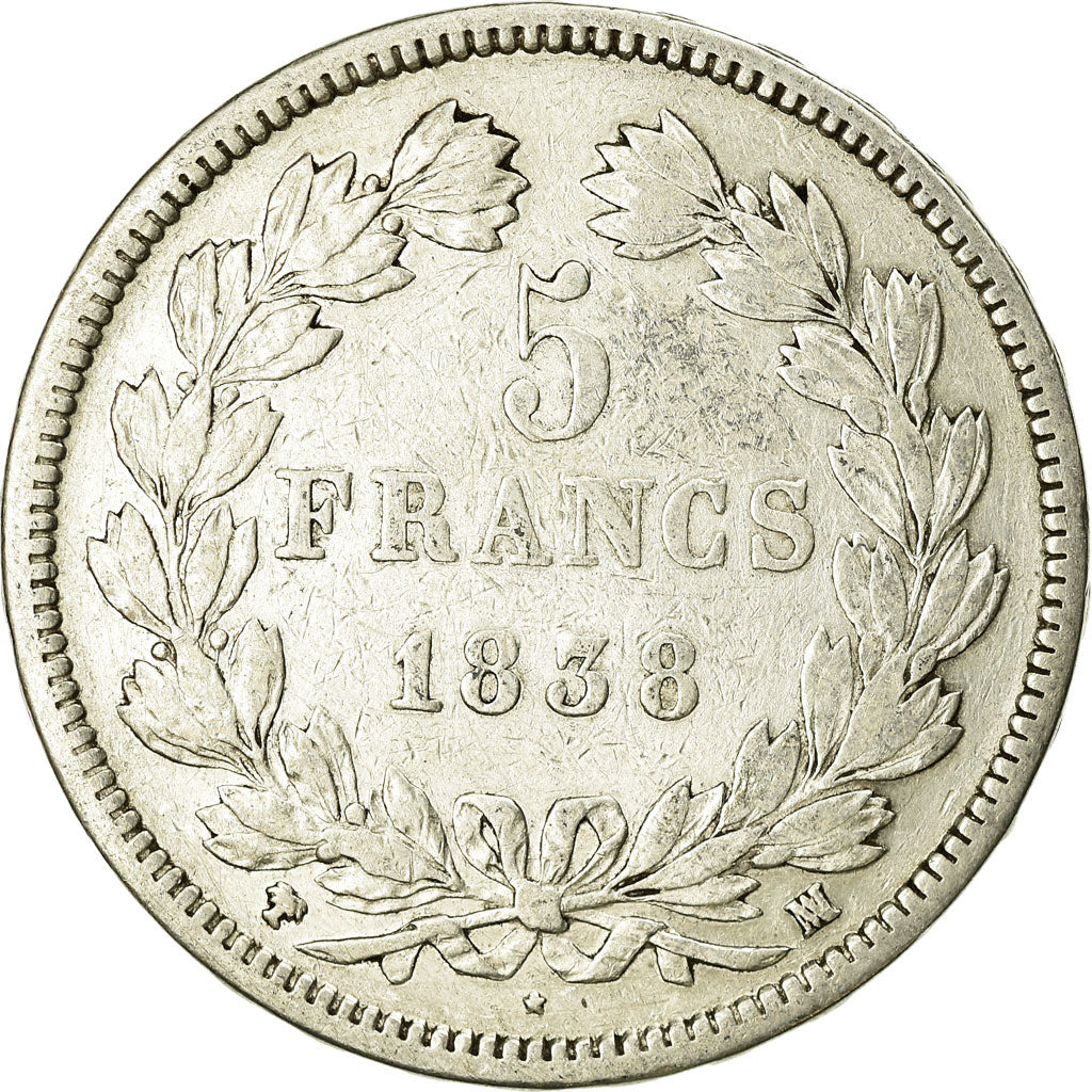 Monnaie, France, Louis-Philippe, 5 Francs, 1838, Marseille, TB, Argent