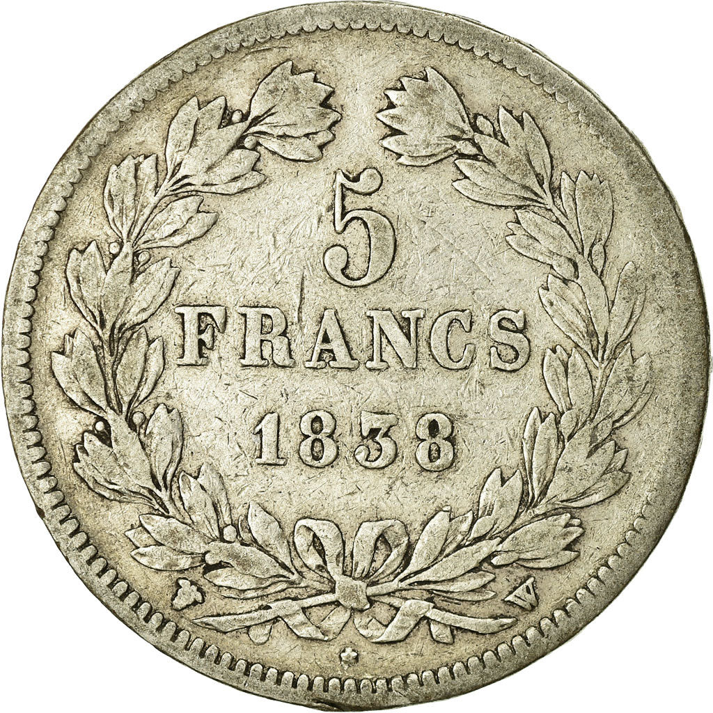 Coin, France, Louis-Philippe, 5 Francs, 1838, Lille, VF(20-25), Silver