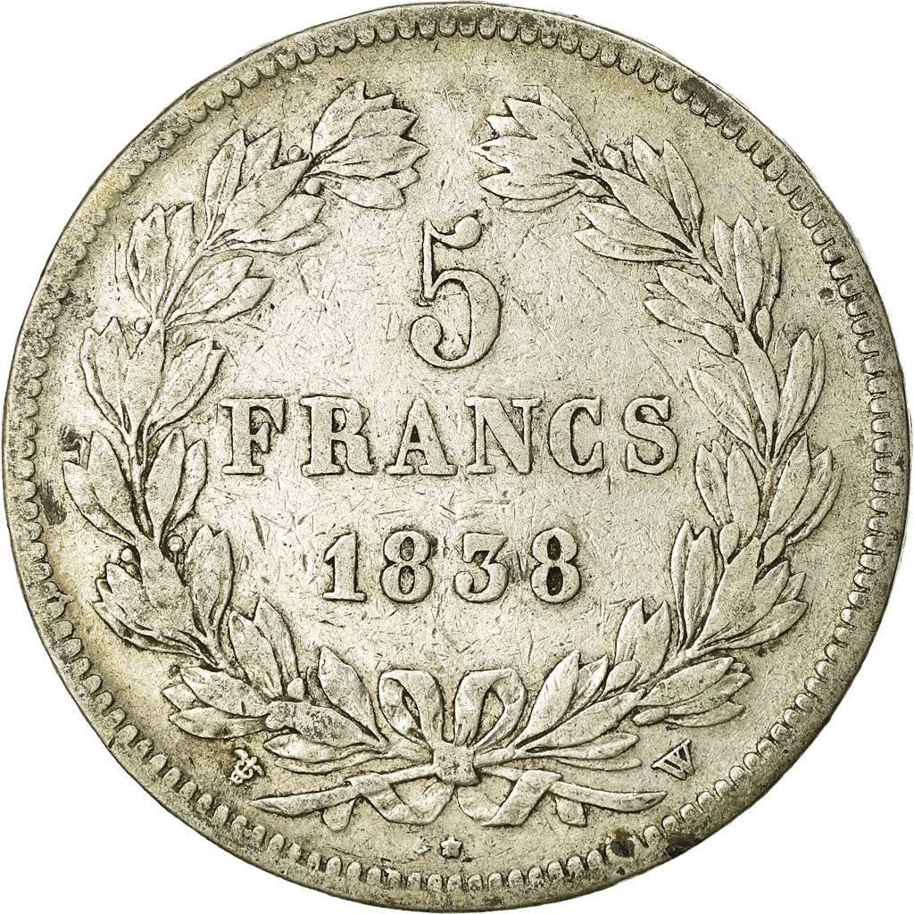 Coin, France, Louis-Philippe, 5 Francs, 1838, Lille, VF(20-25), Silver