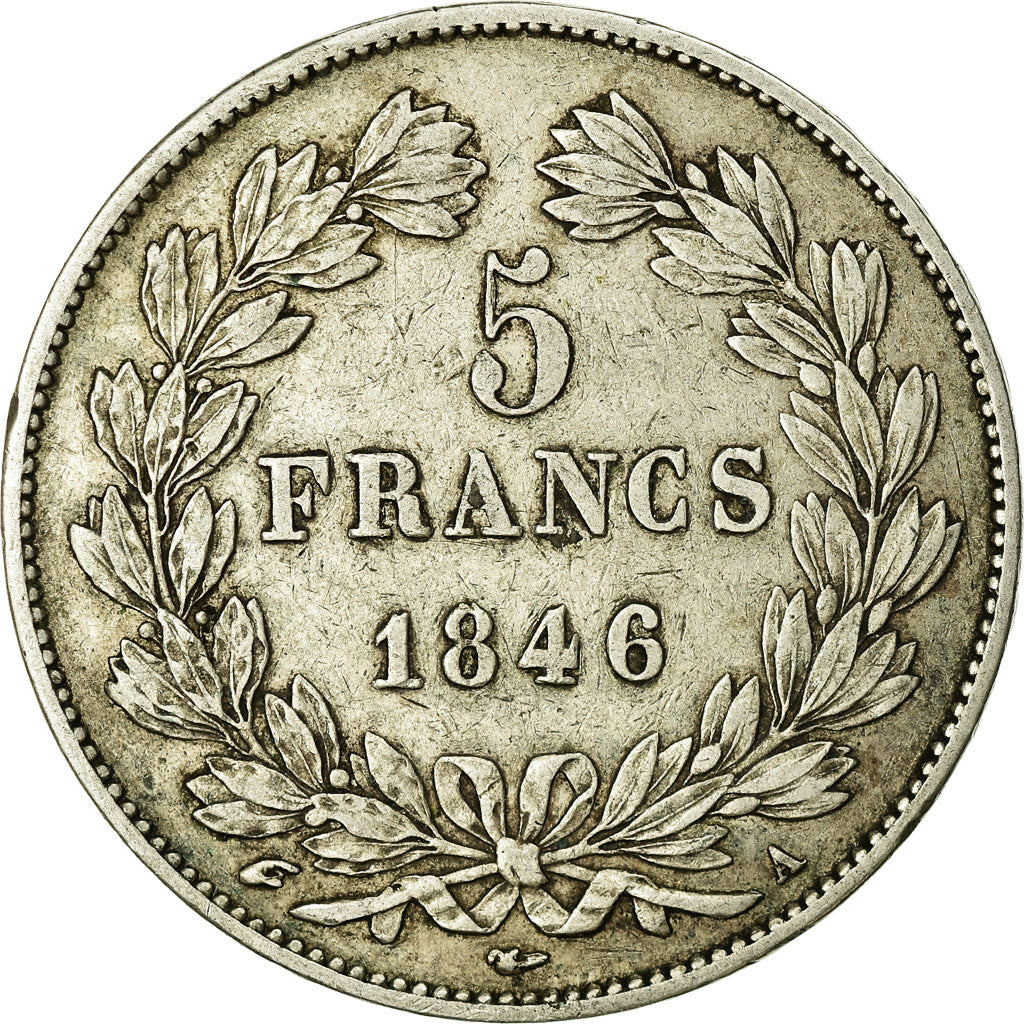 Moneta, Francia, Louis-Philippe, 5 Francs, 1846, Paris, MB+, Argento, KM:749.1