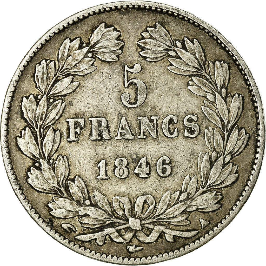Moneta, Francia, Louis-Philippe, 5 Francs, 1846, Paris, MB+, Argento, KM:749.1