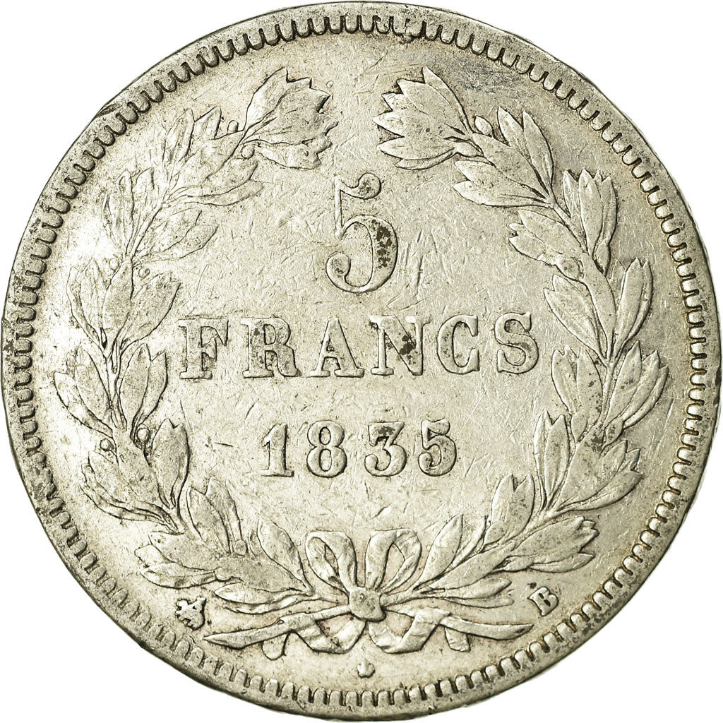 Coin, France, Louis-Philippe, 5 Francs, 1835, Rouen, VF(20-25), Silver