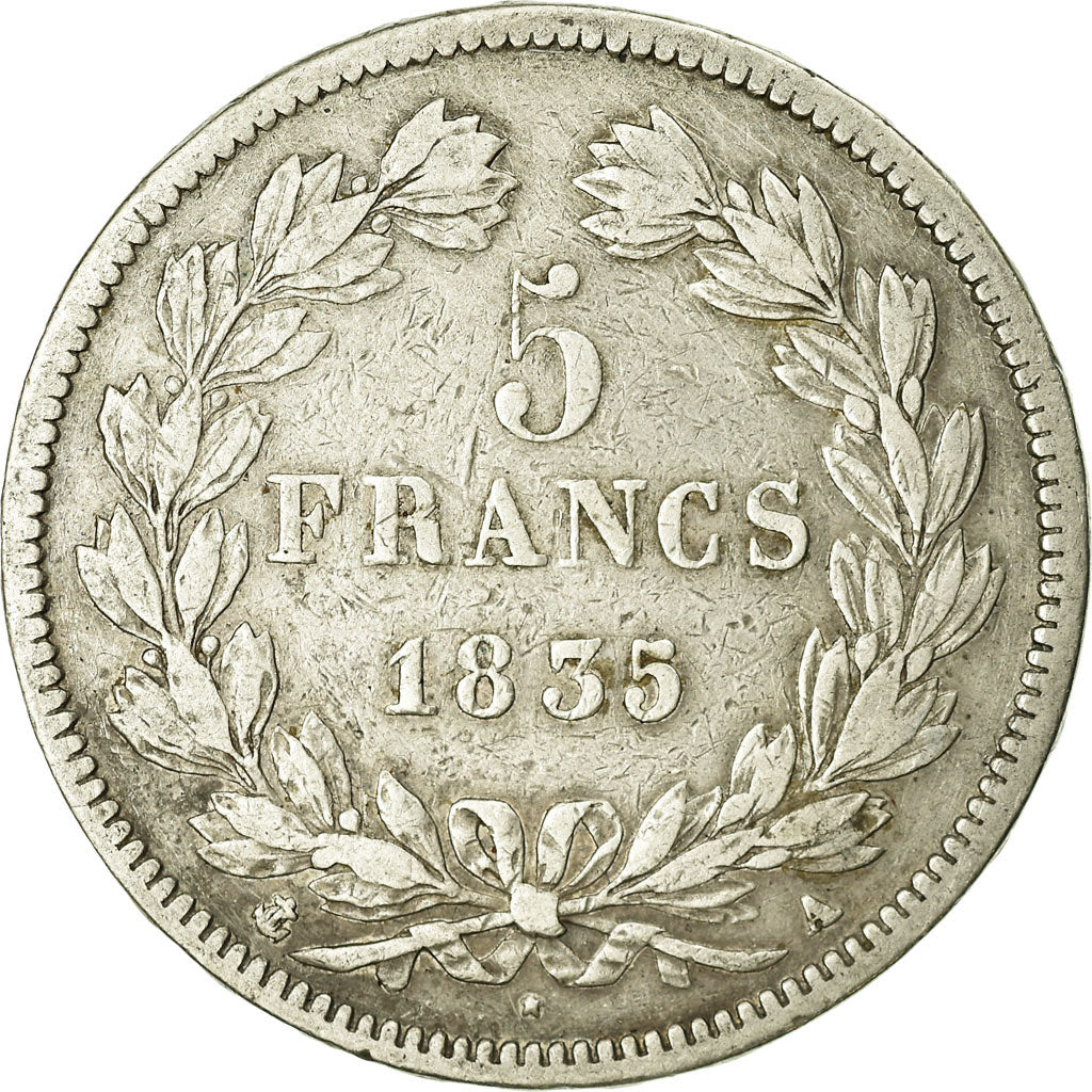 Münze, Frankreich, Louis-Philippe, 5 Francs, 1835, Paris, S, Silber, KM:749.1