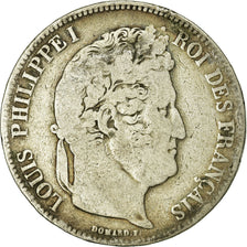 Moeda, França, Louis-Philippe, 5 Francs, 1835, Lyon, F(12-15), Prata, KM:749.4