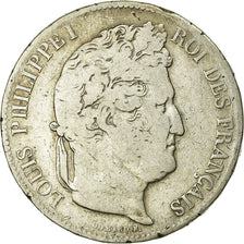 Coin, France, Louis-Philippe, 5 Francs, 1837, Lille, VF(20-25), Silver