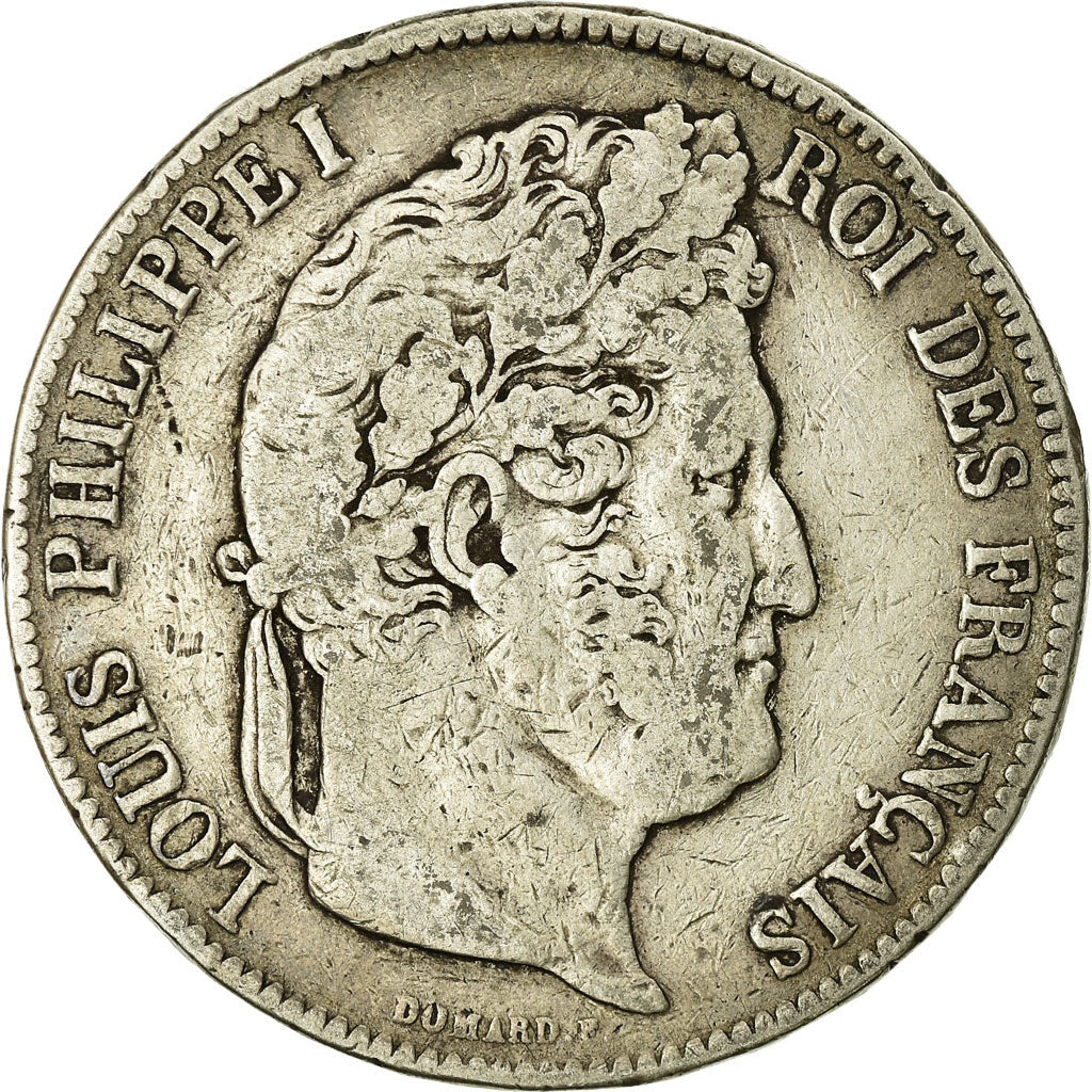 Coin, France, Louis-Philippe, 5 Francs, 1837, Rouen, VF(20-25), Silver