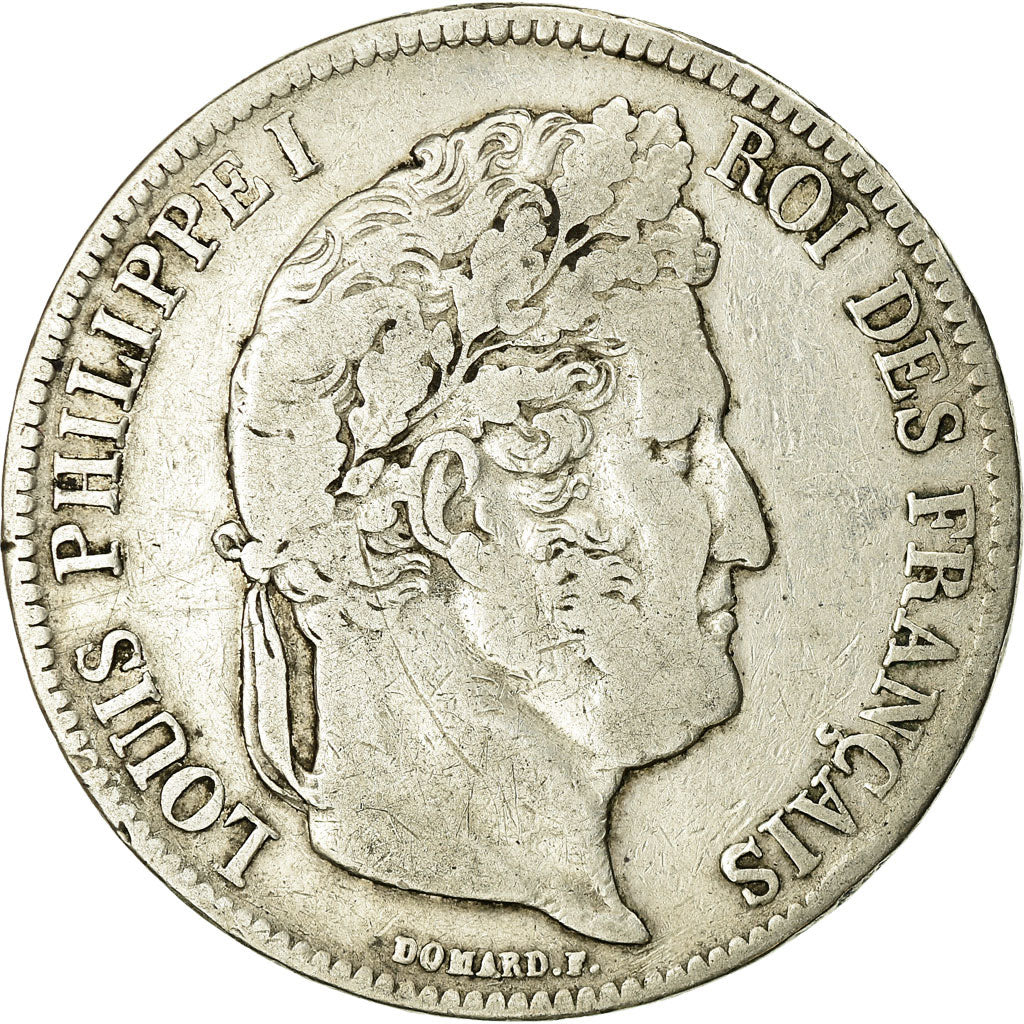 Coin, France, Louis-Philippe, 5 Francs, 1837, Rouen, VF(20-25), Silver