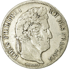 Coin, France, Louis-Philippe, 5 Francs, 1837, Rouen, VF(20-25), Silver