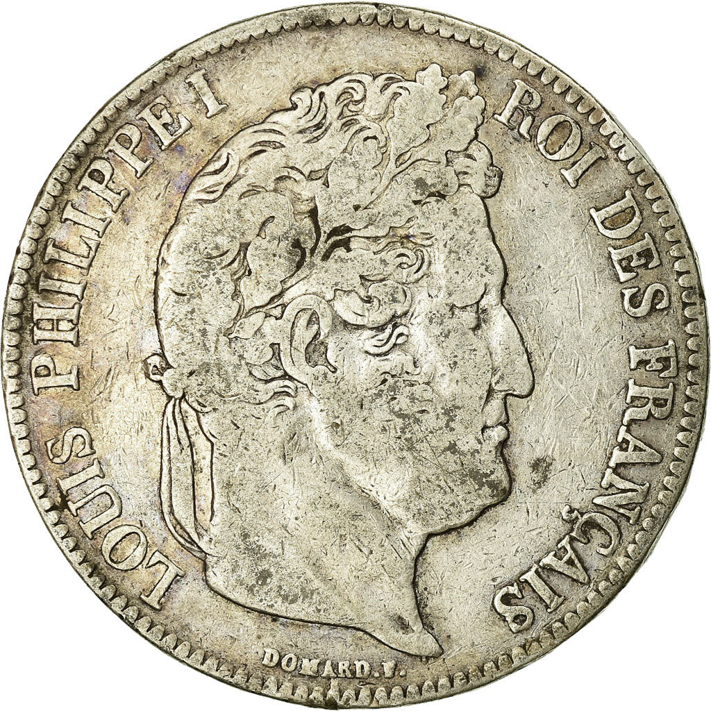 Coin, France, Louis-Philippe, 5 Francs, 1837, Rouen, VF(20-25), Silver