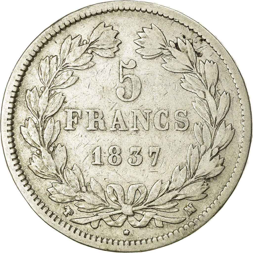 Münze, Frankreich, Louis-Philippe, 5 Francs, 1837, Marseille, S, Silber