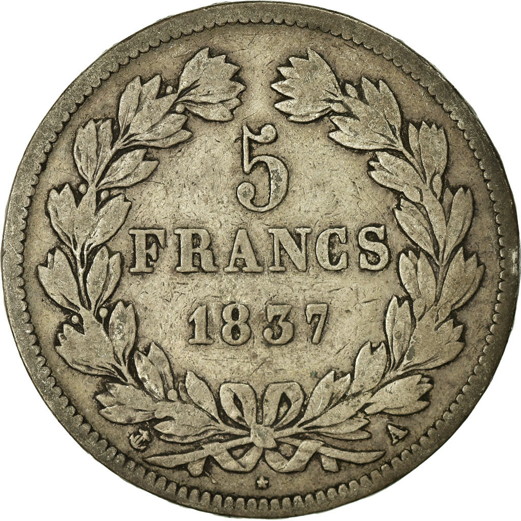 Monnaie, France, Louis-Philippe, 5 Francs, 1837, Paris, TB, Argent, Gadoury:678