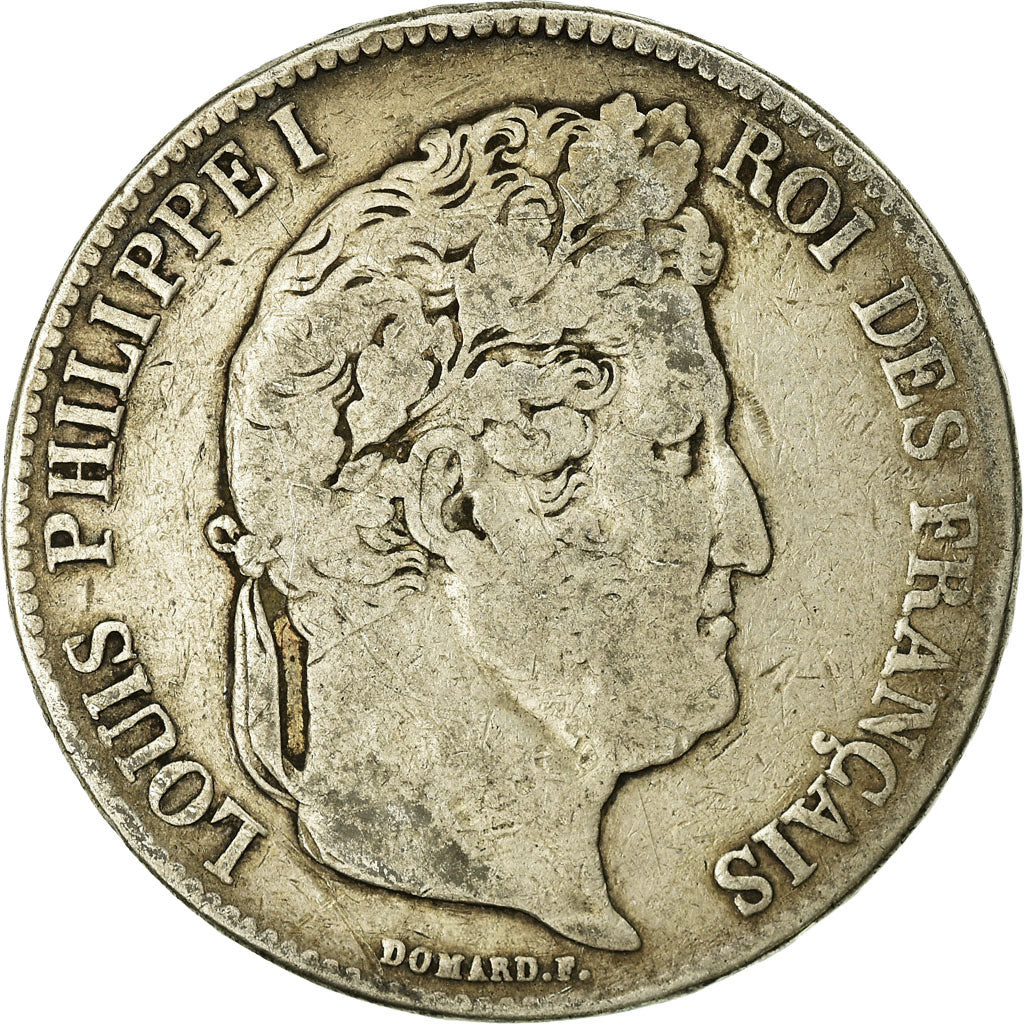 Coin, France, Louis-Philippe, 5 Francs, 1837, Strasbourg, VF(20-25), Silver