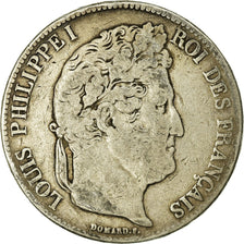 Coin, France, Louis-Philippe, 5 Francs, 1837, Strasbourg, VF(20-25), Silver