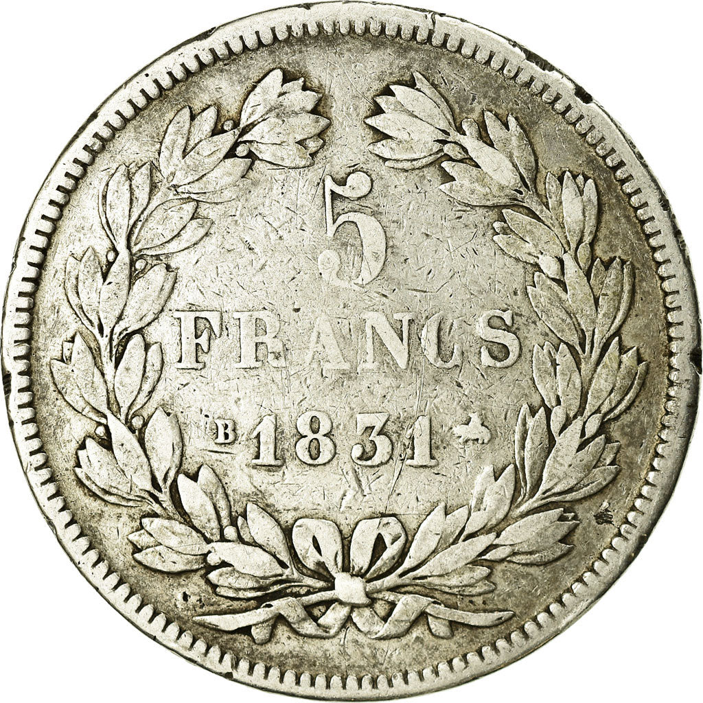 Coin, France, Louis-Philippe, 5 Francs, 1831, Rouen, VF(20-25), Silver