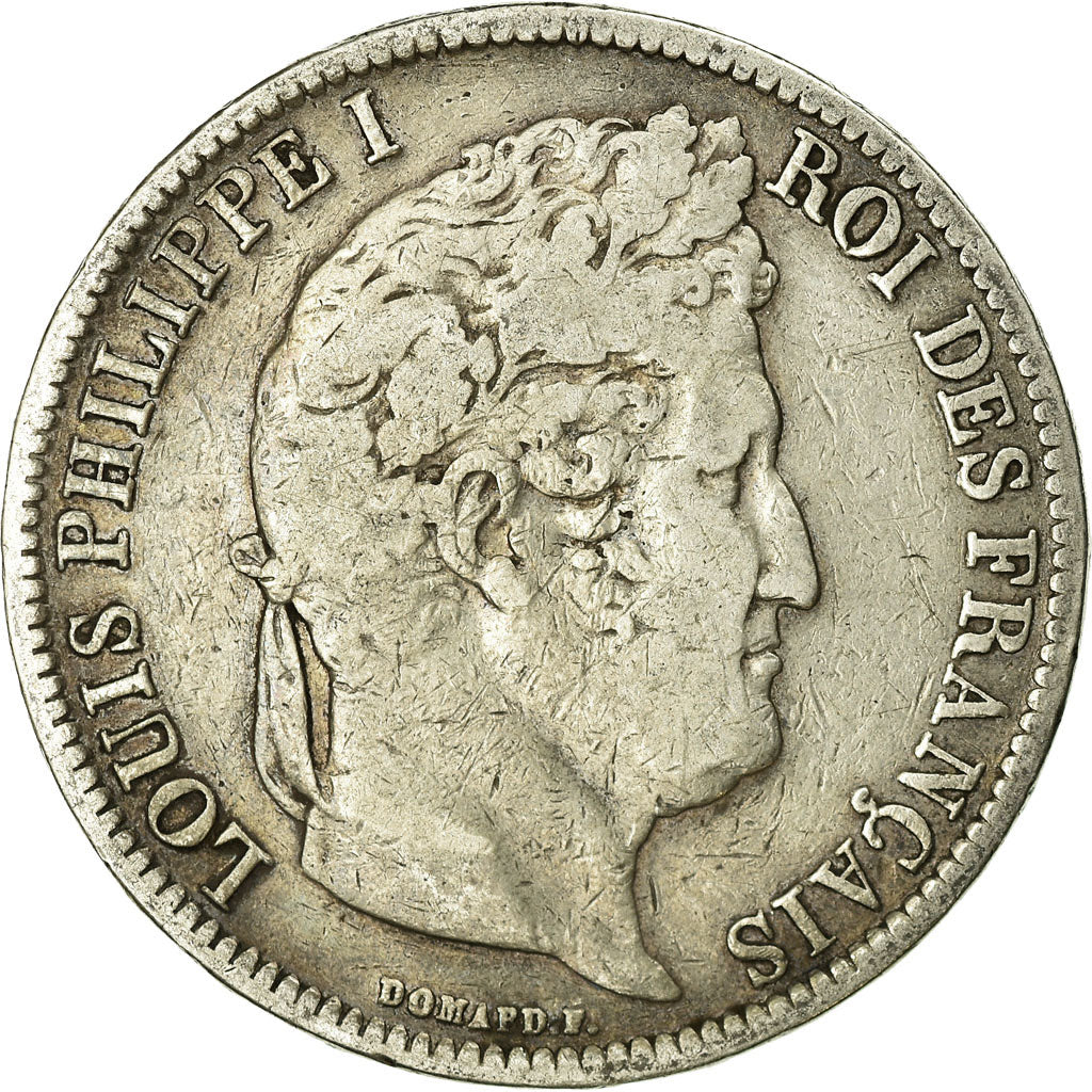 Moeda, França, Louis-Philippe, 5 Francs, 1831, Rouen, VF(20-25), Prata