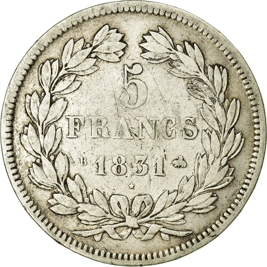 Münze, Frankreich, Louis-Philippe, 5 Francs, 1831, Rouen, S, Silber, KM:745.2