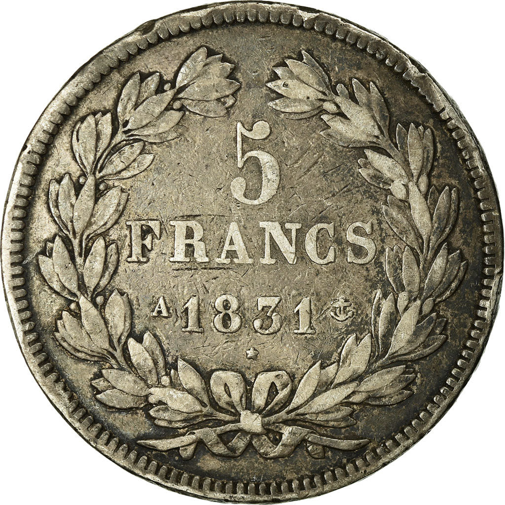 Coin, France, Louis-Philippe, 5 Francs, 1831, Paris, VF(20-25), Silver