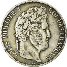 Moneta, Francia, Louis-Philippe, 5 Francs, 1847, Paris, MB+, Argento, KM:749.1