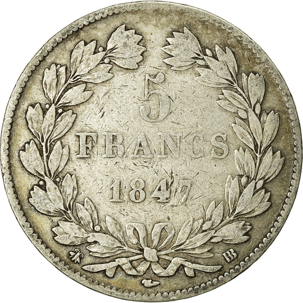 Coin, France, Louis-Philippe, 5 Francs, 1847, Strasbourg, VF(20-25), Silver
